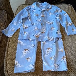 Long Sleeve Fleece Blue PJ set w/ Polar Bears